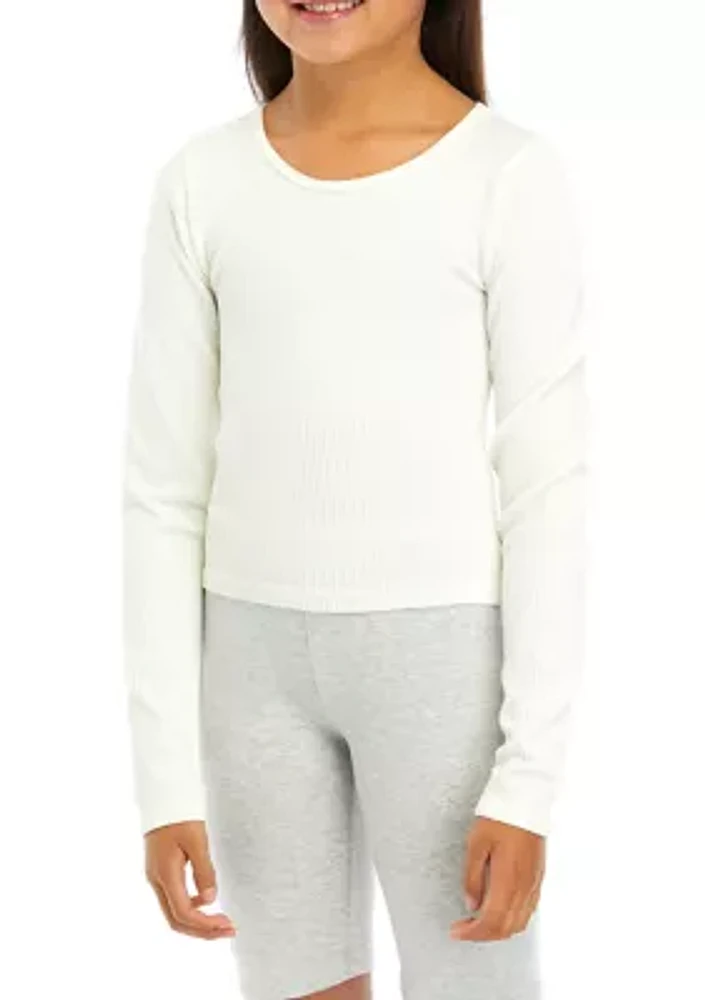 Girls 7-16 Long Sleeve Scoop Neck Seamless Top