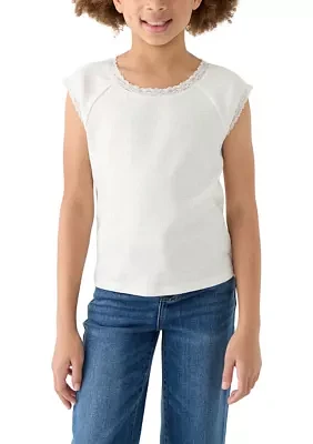 Girls 7-16 Solid Lace Top