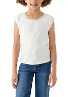 Girls 7-16 Solid Lace Top