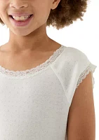 Girls 7-16 Solid Lace Top