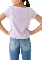 Girls 7-16 Solid Lace Top