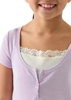 Girls 7-16 Solid Lace Top