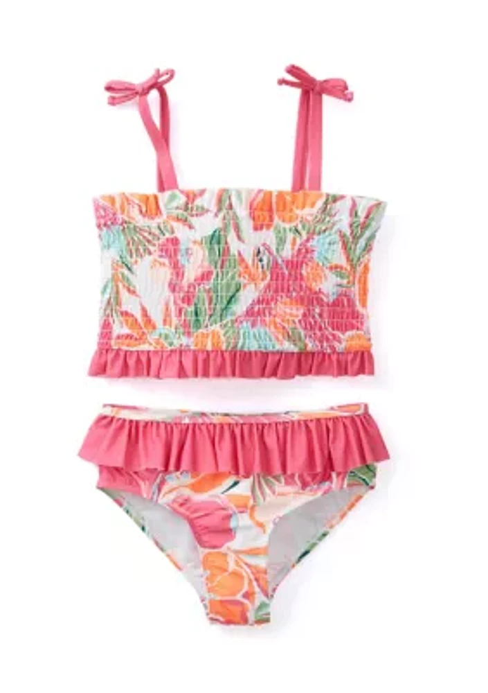 Girls 4-6x Floral Printed 2 Piece Swimsuit