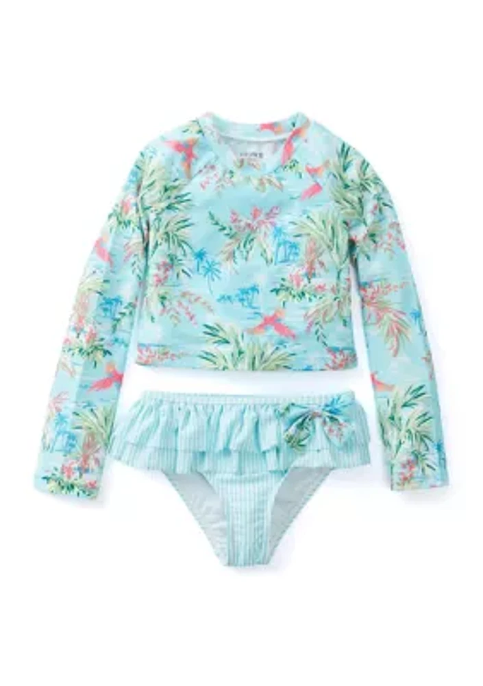 Girls 4-6x 2-Piece Printed Rash Guard