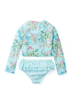 Girls 4-6x 2-Piece Printed Rash Guard