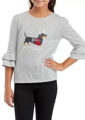 Girls 7-16 Ruffle Graphic T-Shirt