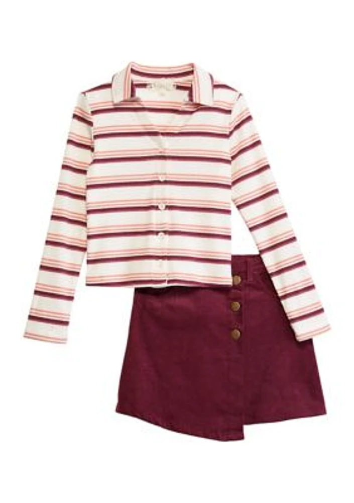Girls 7-16 Ribbed Knit Top and Skirt