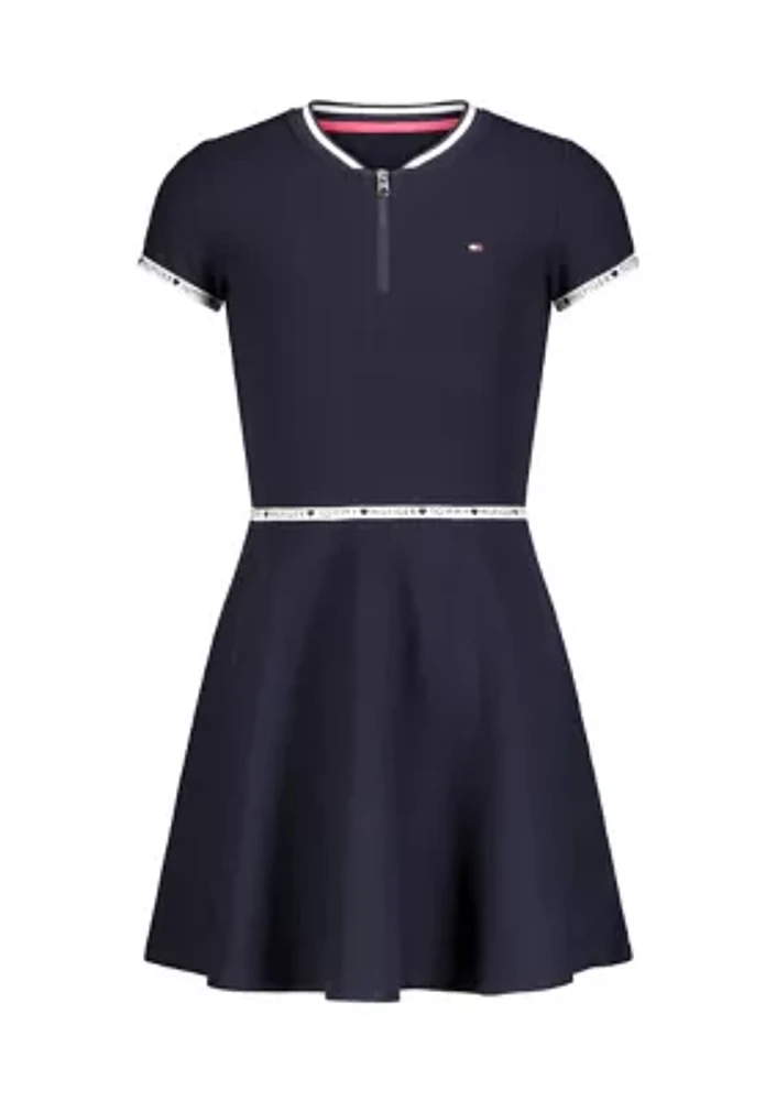 Girls 7-16 Taping 1/4 Zip Dress