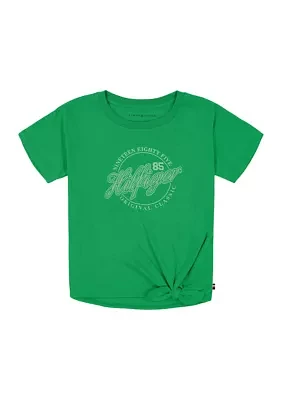 Girls 7-16 Script Logo Graphic Twist Front T-Shirt