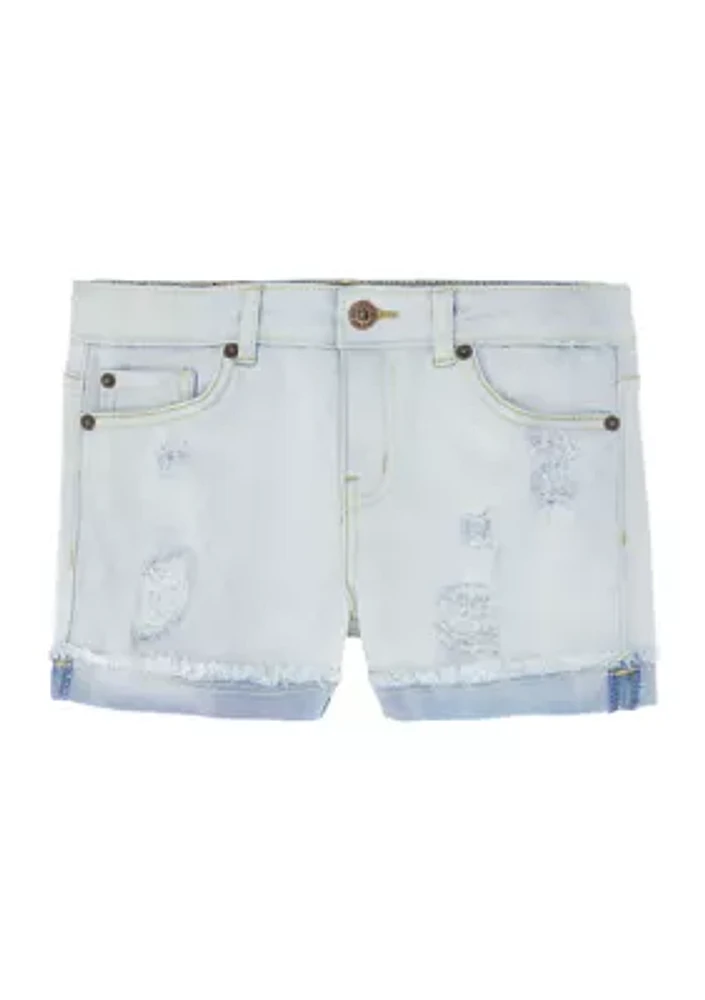 Girls 7-16 Distressed Cuffed Denim Shorts