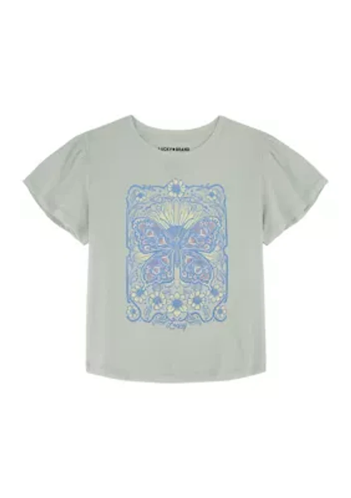 Girls 7-16 Short Sleeve Butterfly Graphic T-Shirt