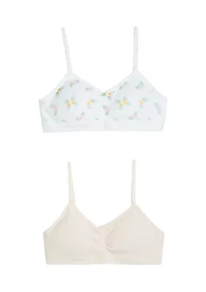 Girls 7-16 Ruched Cropped Bra - 2 Pack