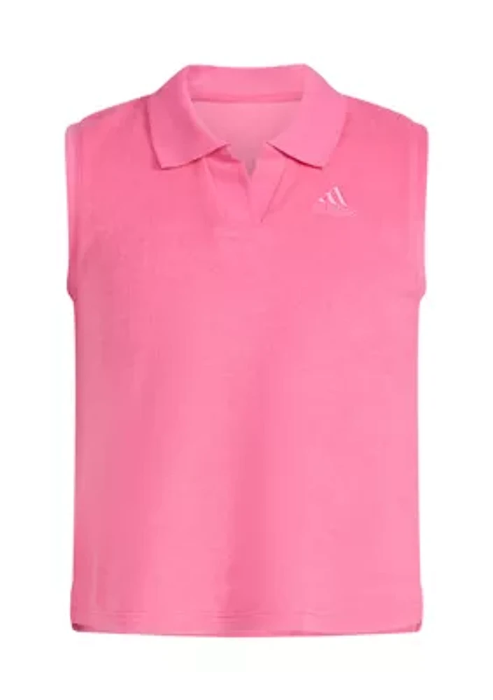 Girls 7-16 Sleeveless Terry Cloth Polo Tank Top