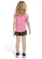 Girls 4-6x 2 Piece Short Sleeve Cotton T-Shirt & Woven Set