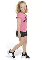 Girls 4-6x 2 Piece Short Sleeve Cotton T-Shirt & Woven Set