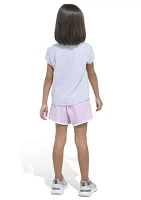 Girls 4-6x 2 Piece Cap Sleeve Heather Graphic T-Shirt & Woven Shorts Set