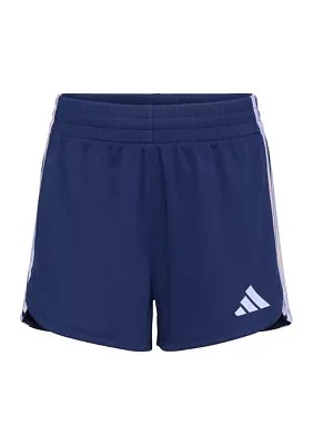 Girls 7-16 Elastic Waistband Gradient 3-Stripe Pacer Mesh Shorts