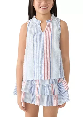 Girls 7-16 Stripe Ruffle Top