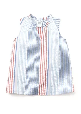 Girls 4-6x Ruffle Tank Seersucker Dress