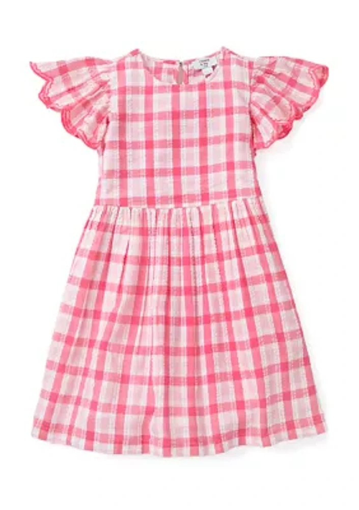 Girls 4-6x Yarn Dyed Flutter Sleeve Dress