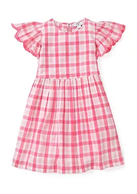 Girls 4-6x Yarn Dyed Flutter Sleeve Dress