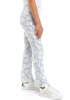 Girls 7-16 Pull On Printed Ribbed Flare Pants