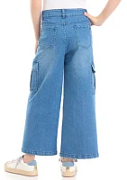 Girls 7-16 Wide Leg Denim Cargo Jeans