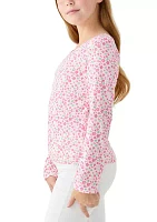 Girls 7-16 Ribbed Knit Printed Top