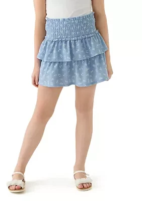 Girls 7-16 Knit Gauze Printed Skort