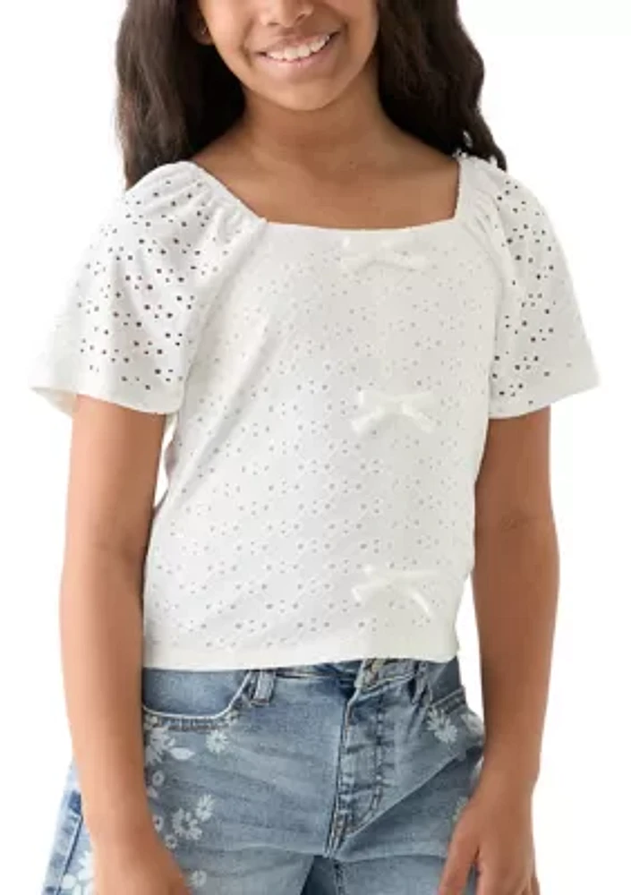 Girls 7-16 Eyelet Bow Top