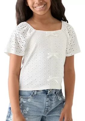 Girls 7-16 Eyelet Bow Top