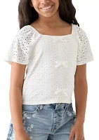 Girls 7-16 Eyelet Bow Top