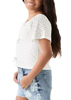 Girls 7-16 Eyelet Bow Top