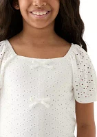 Girls 7-16 Eyelet Bow Top