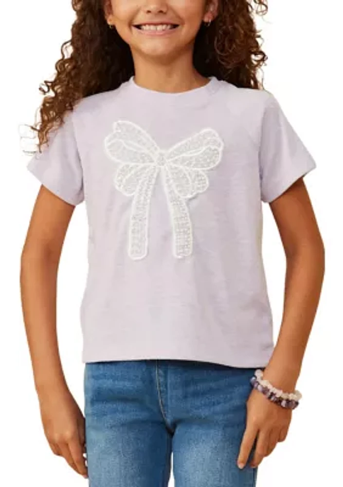 Girls 7-16 Pearl Ribbon Knit Top