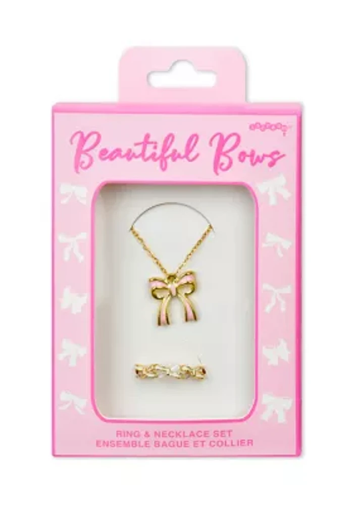 Beautiful Bows Ring and Necklace Set