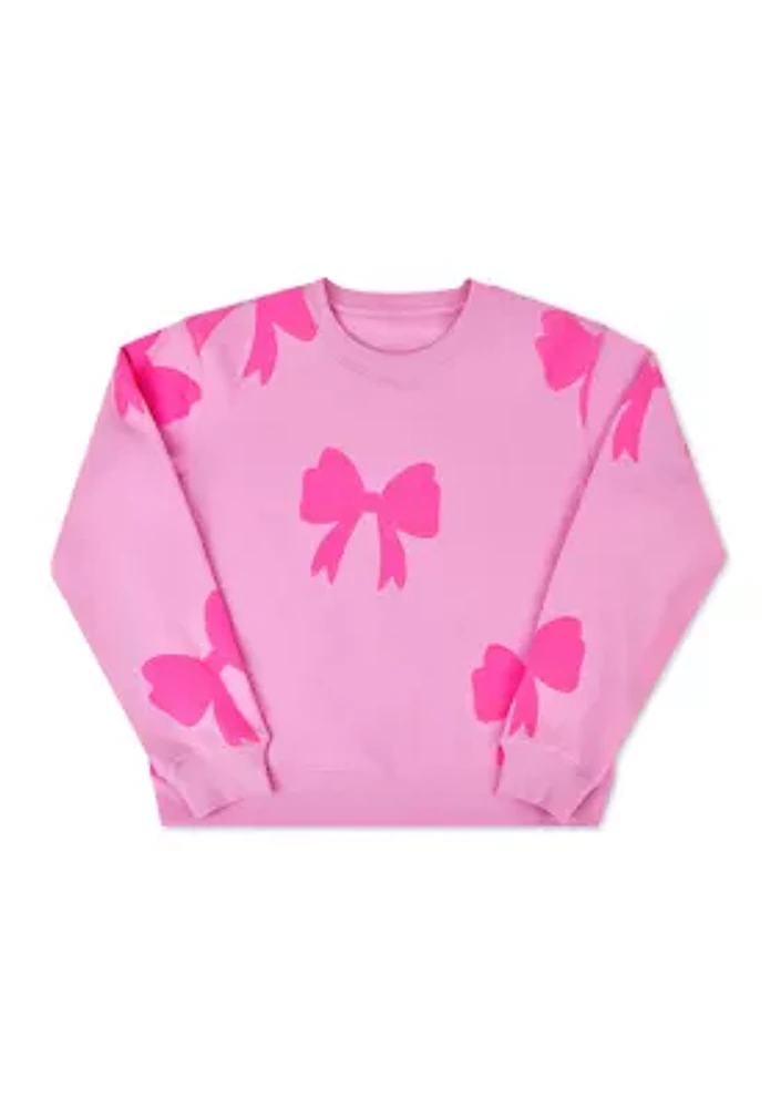 Girls 7-16 Ribbon Bows Sweater