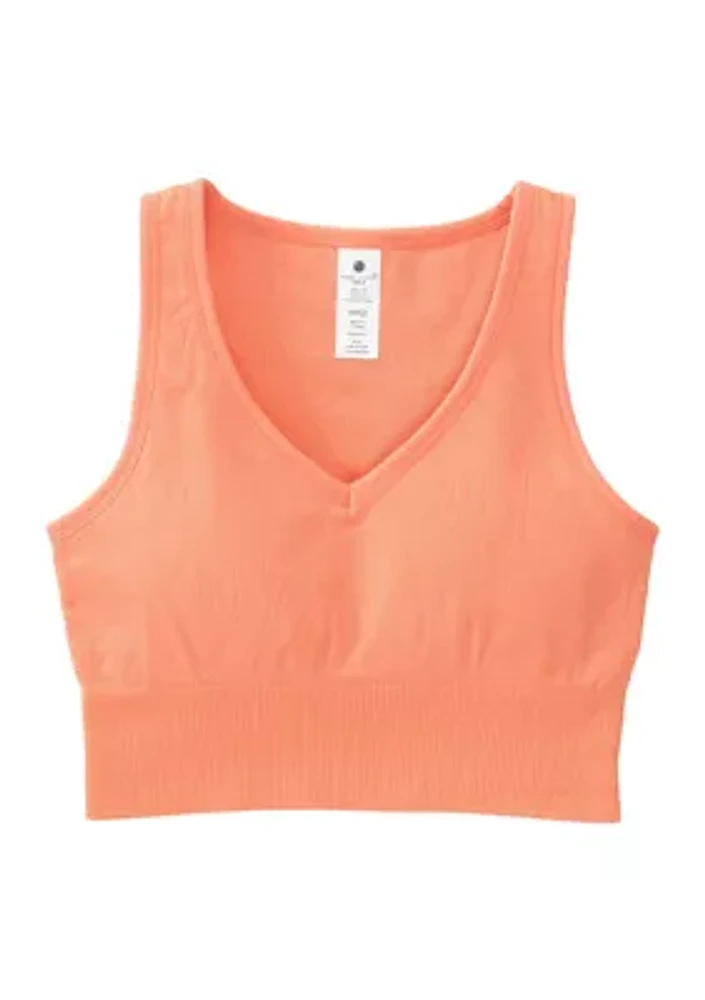 Girls 7-16 Seamless Ribbed V-Neck Cropped Tank Top