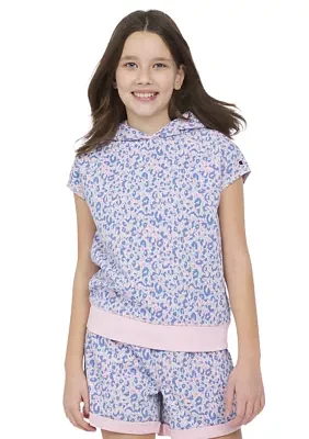 Girls 7-16 Leopard Printed Raglan Sleeve Hoodie