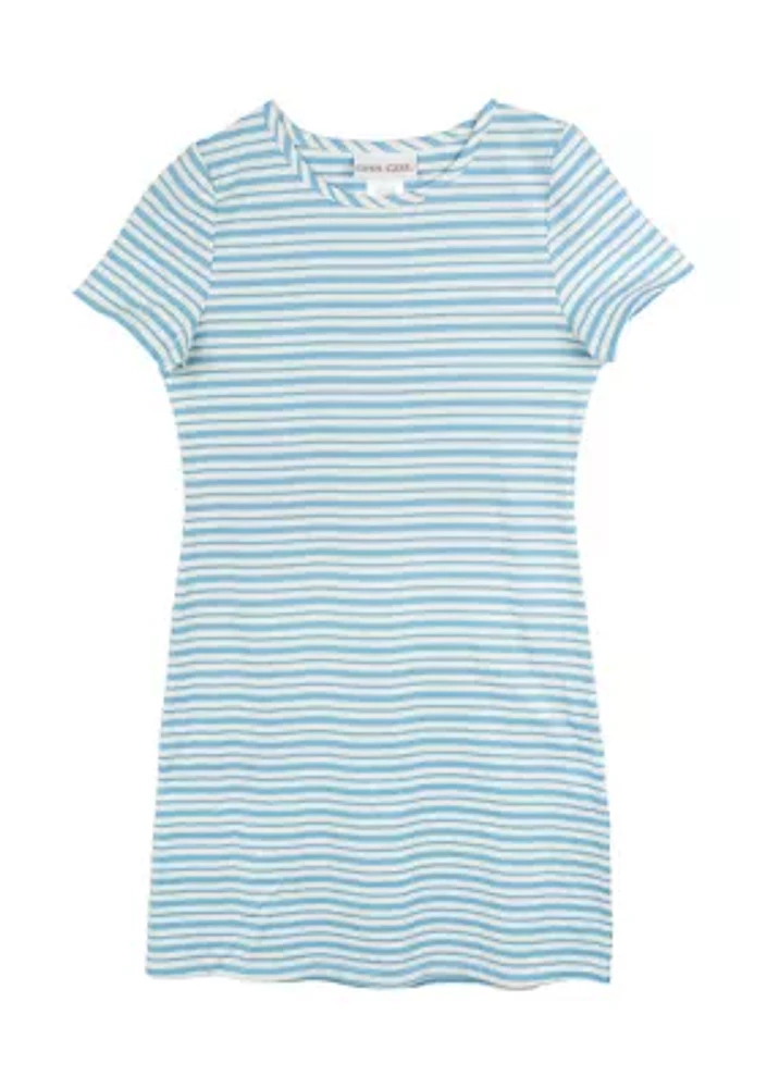 Girls 7-16 Blue Stripe Dress
