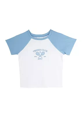 Girls 7-16 Tennis Graphic Raglan T-Shirt