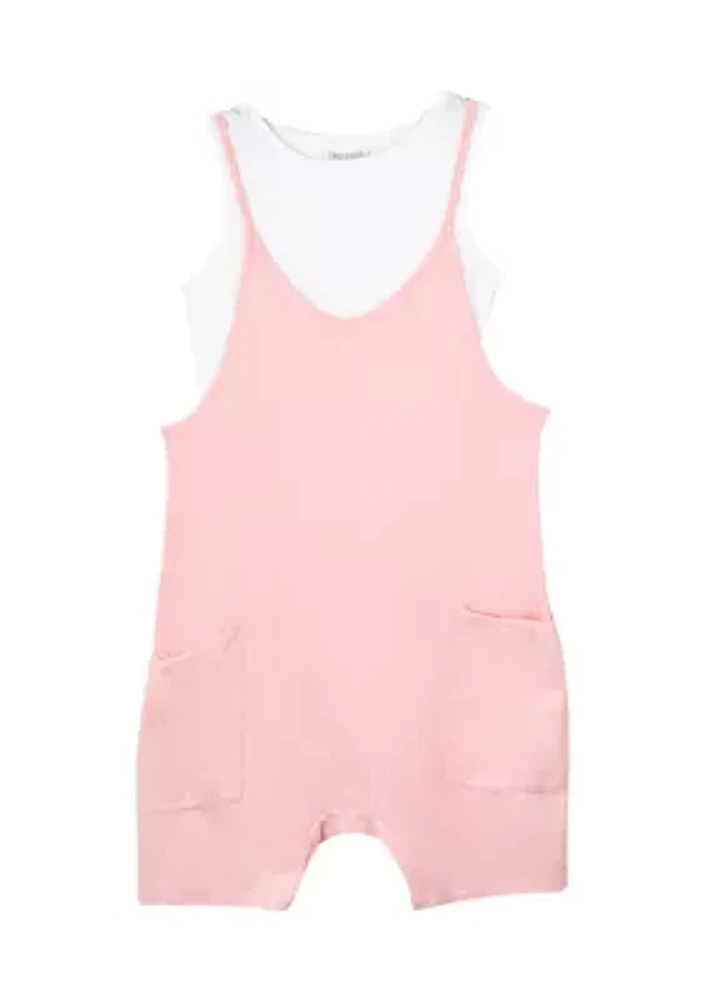 Girls 7-16 Pink Knit Romper