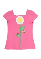 Girls 7-16 Square Neck Flower Top