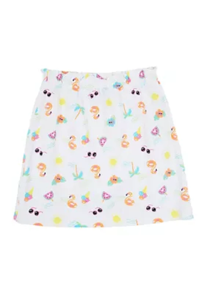 Girls 7-16 Printed Pull On Knit Skirt with Bow