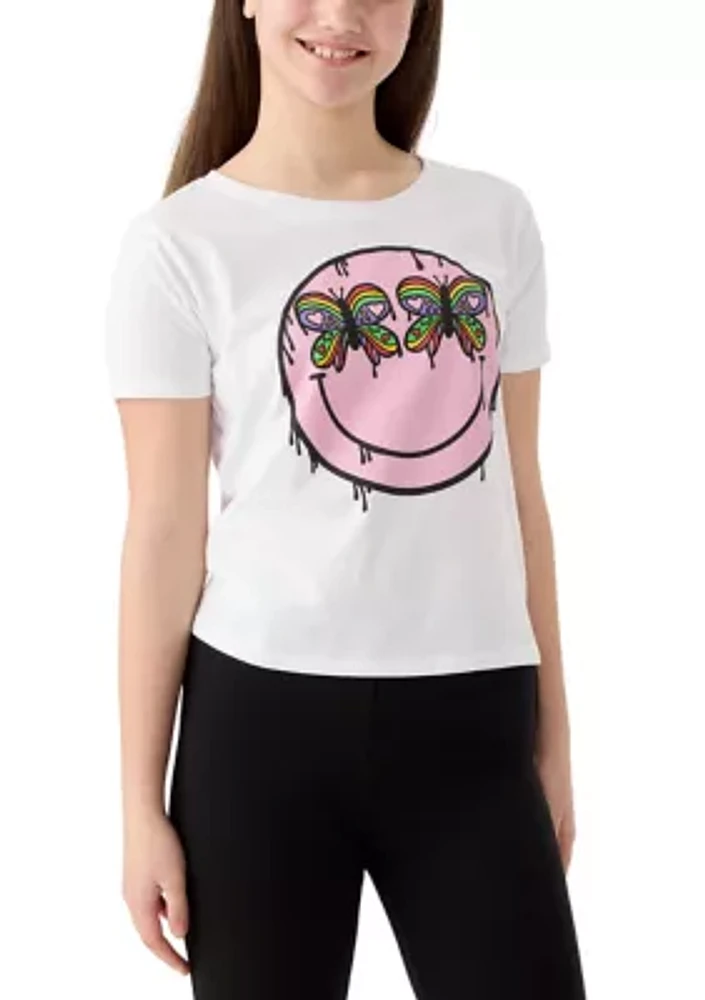 Girls 7-16 Butterfly Smiley Face Graphic T-Shirt