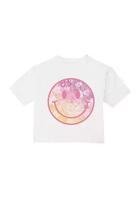 Girls 7-16 Ombré Floral Smiley Graphic T-Shirt