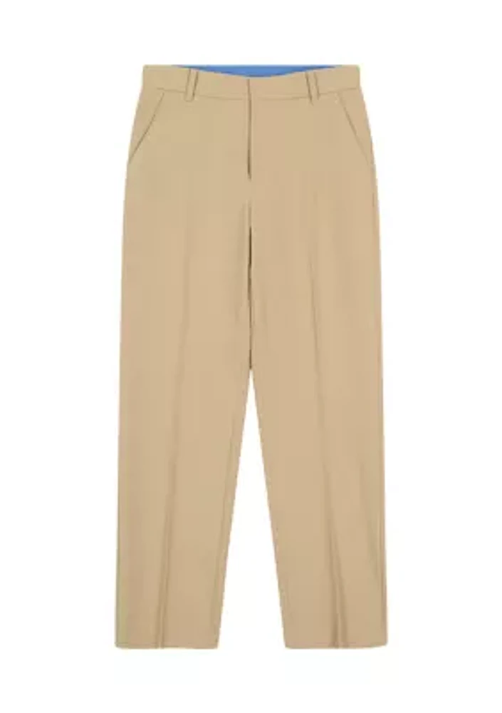 Boys 8-20 Flat Front Husky Stretch Solid Performance Pants