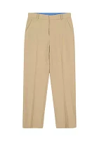 Boys 8-20 Flat Front Husky Stretch Solid Performance Pants