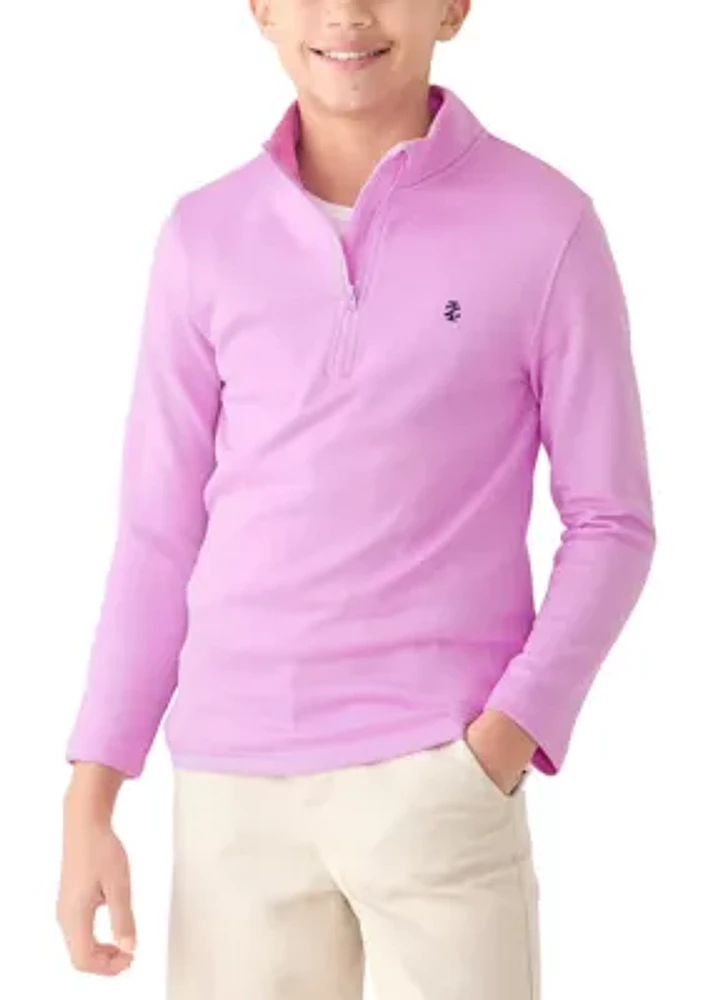 Boys 8-20 Long Sleeve Feeder Stripe 1/4 Zip Pullover Sweatshirt