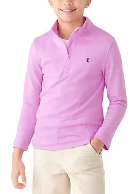 Boys 8-20 Long Sleeve Feeder Stripe 1/4 Zip Pullover Sweatshirt